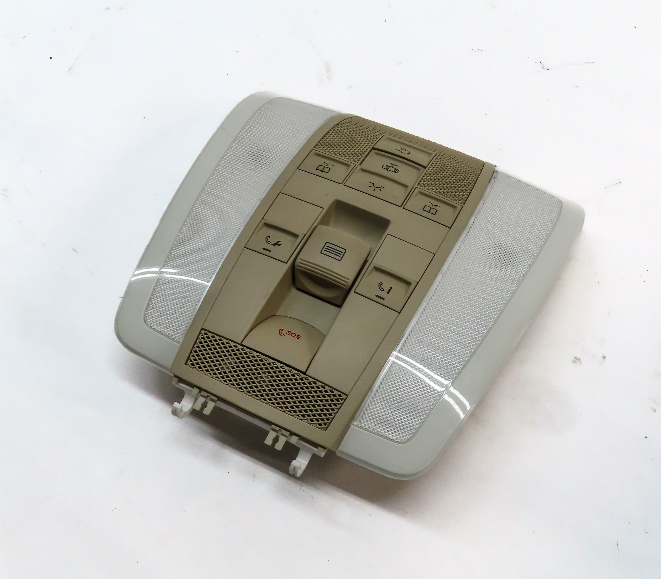 13 MERCEDES C300 W204 FRONT INTERIOR OVERHEAD DOME LIGHT LAMP w/SWITCHES (Beige) — exact item pictured